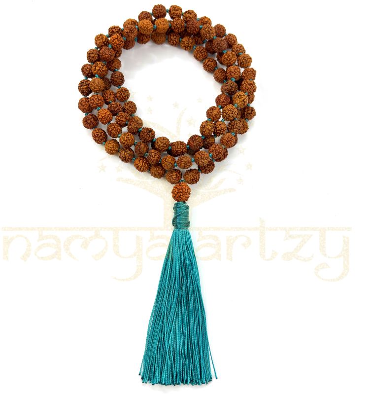 8mm Hand-knotted Mix-Faces Rudraksha Japa Tassel Mala