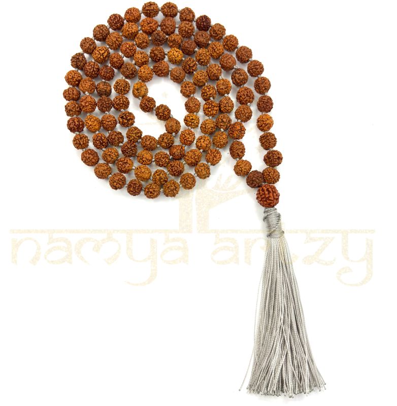 8mm Hand-knotted Mix-Faces Rudraksha Japa Tassel Mala