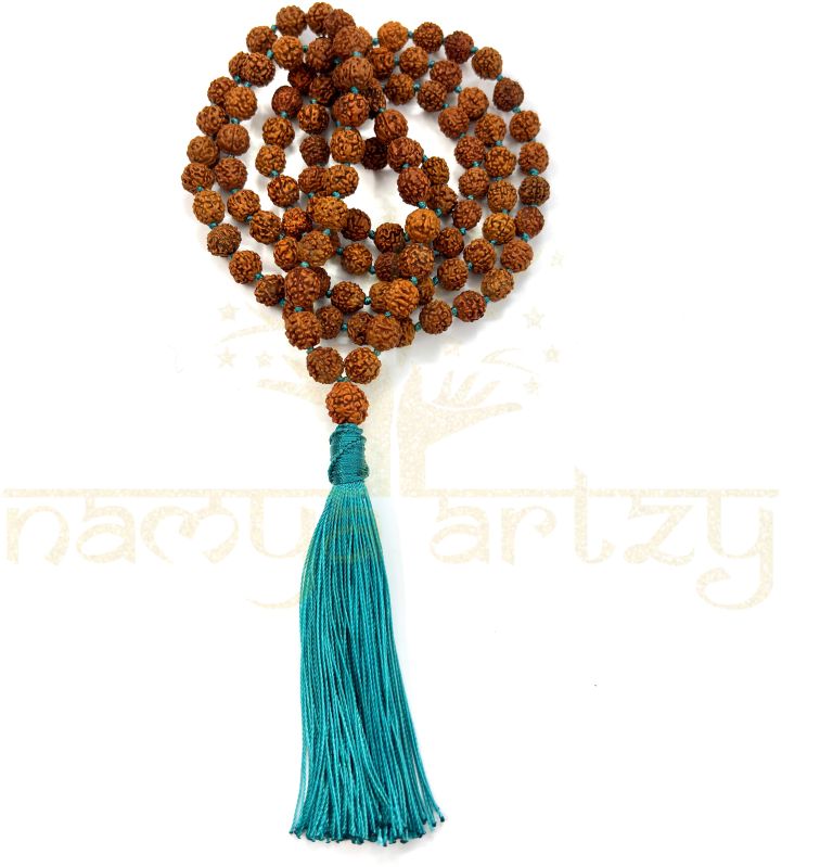 8mm Hand-knotted Mix-Faces Rudraksha Japa Tassel Mala