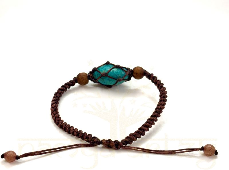 Handmade, Natural Vintage Turquoise Tumbled Gemstone Hand-Knotted Bracelet