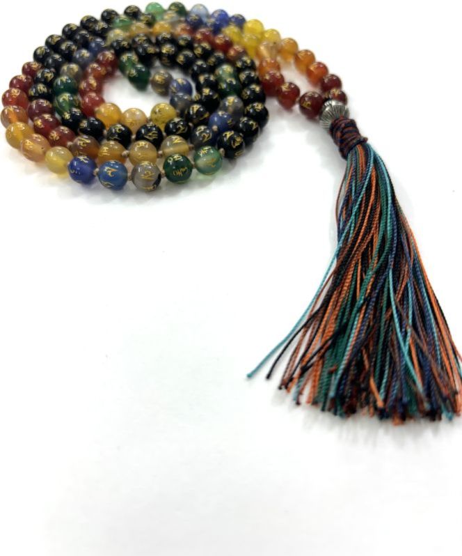 Handmade, Natural 7 Chakra Gemstone 108 Beads Hand-Knotted Japa MalaNecklace