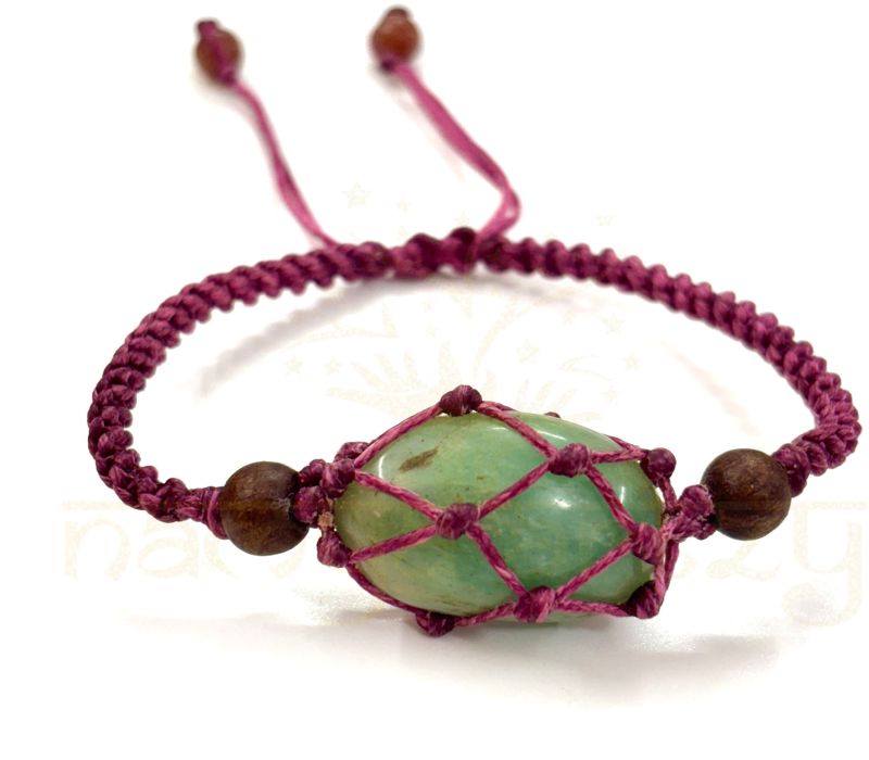 Handmade, Natural Green Jade Tumbled Gemstone Hand-Knotted Bracelet