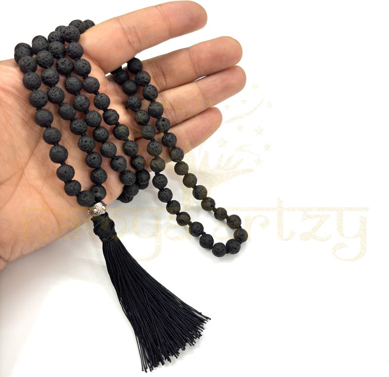 Handmade, Volcano Lava 108 Beads Hand-Knotted Japa MalaNecklace