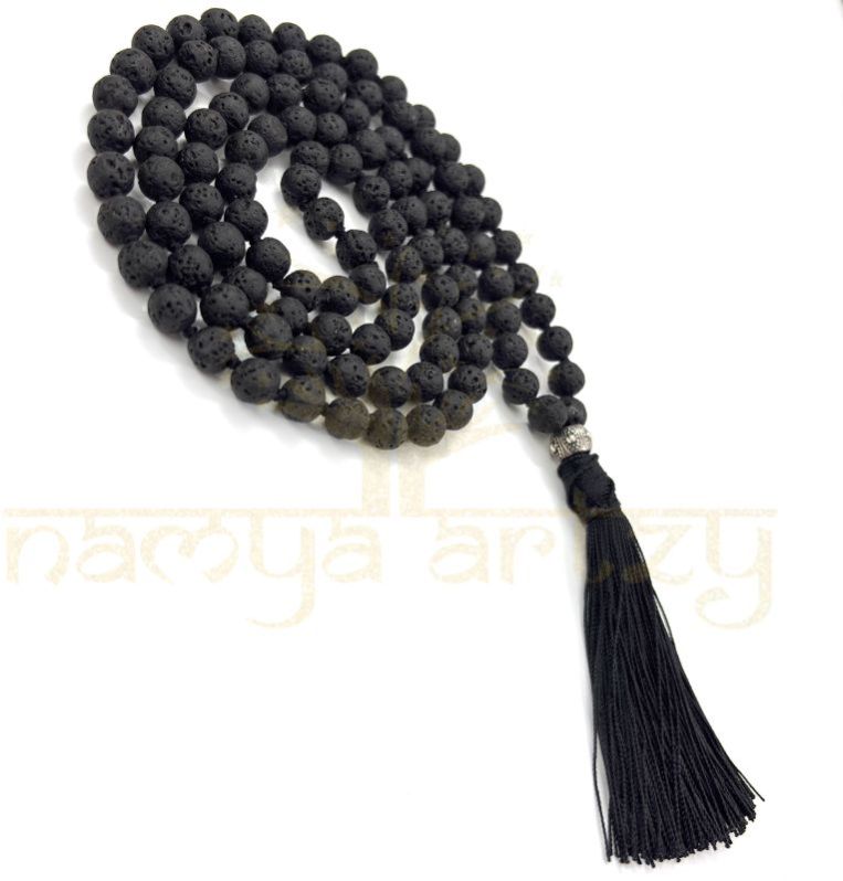 Handmade, Volcano Lava 108 Beads Hand-Knotted Japa MalaNecklace