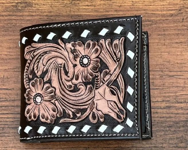 Hand Craft Leather Tooling and Carving Men\'s Wallet