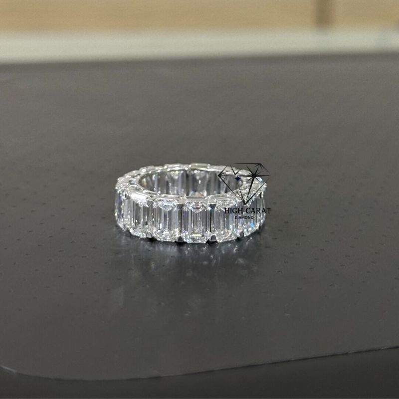 Full Eternity Emerald Cut Diamond And Silver Metal Band This Is the Best Women Design Band