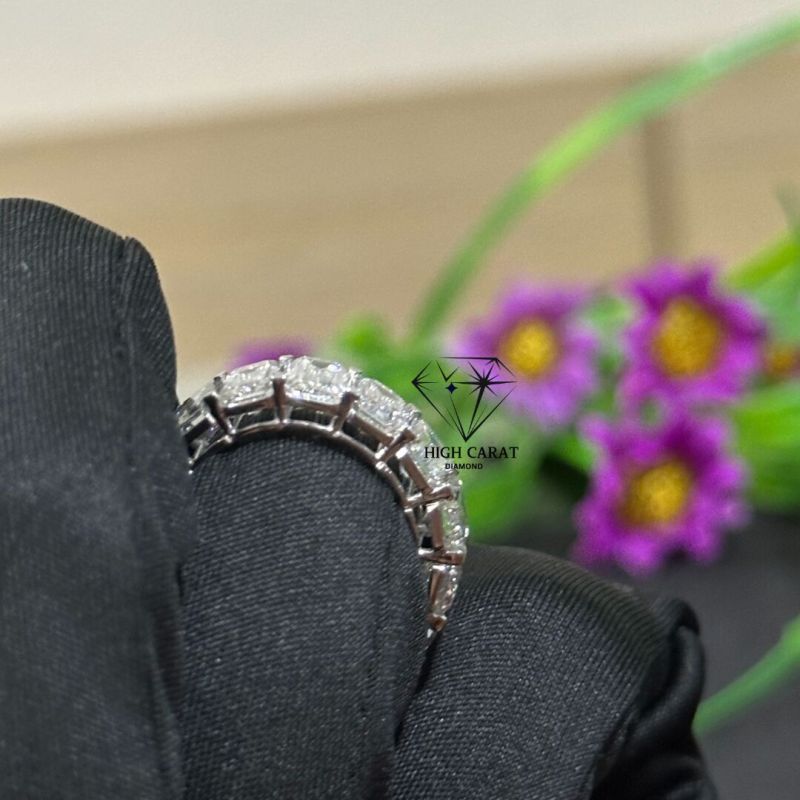 Full Eternity Emerald Cut Diamond And Silver Metal Band This Is the Best Women Design Band