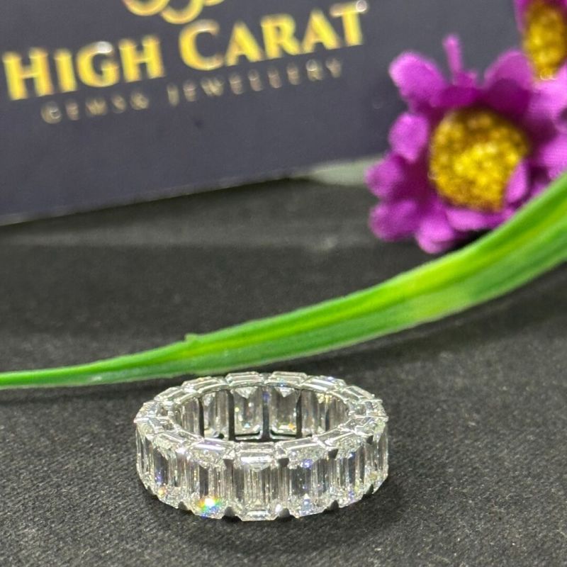 Full Eternity Emerald Cut Diamond And Silver Metal Band This Is the Best Women Design Band