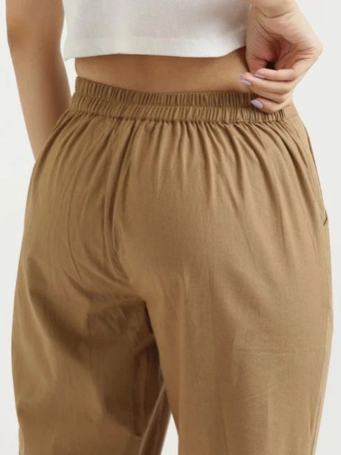 Dark Beige Cotton Pants