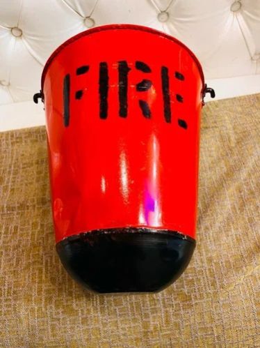 Mild Steel (MS) 9 Ltr Fire Bucket, Color : Red Round