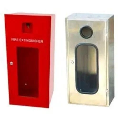 Stainless Steel Fire Extinguisher Cabinets, Color : Red Silver