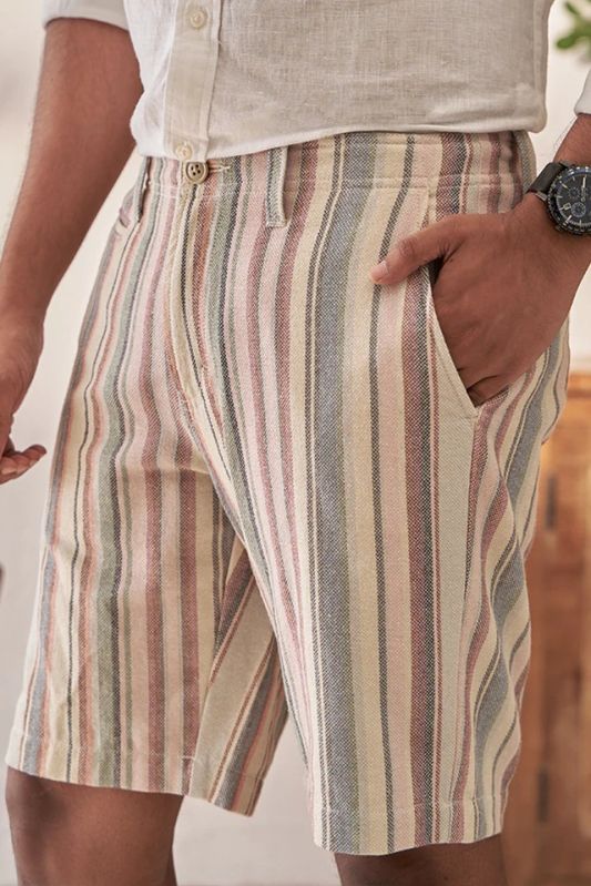 Rainbow Stripes Mens Cotton Shorts
