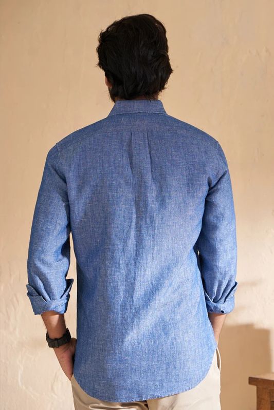 Indigo Linen Mens Shirt