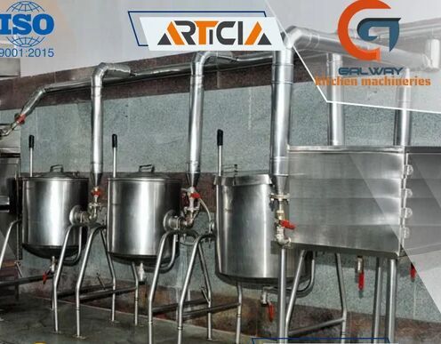 Articia Steam Jacketed Cooking Vessel, Color : Silver For Commercial