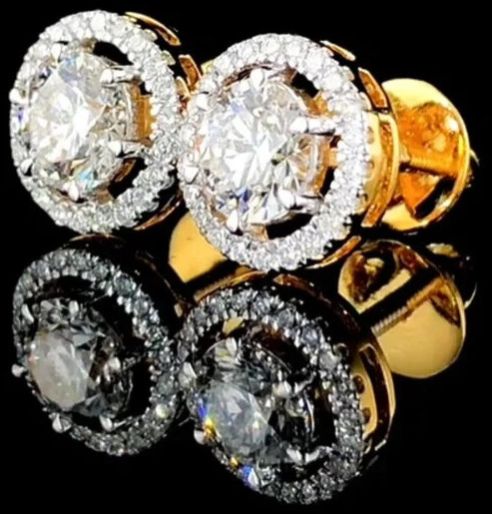 1Ct Halo Women Diamond Studs Earrings