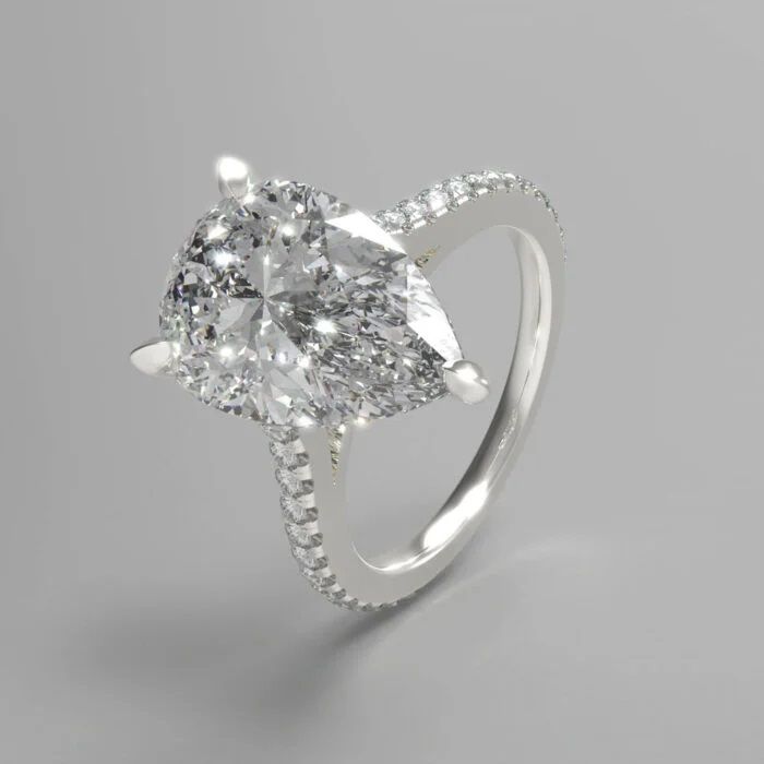Beautiful White Gold Pear Shaped Ring