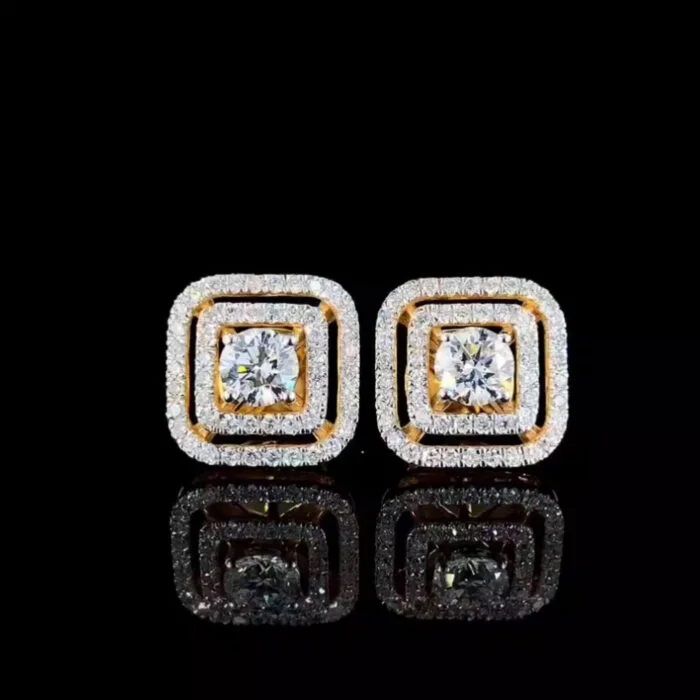 Double Halo Women Diamond Studs