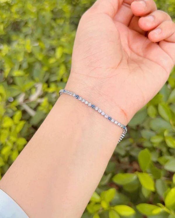 Divine Defender Silver Evil Eye Bracelet For Women