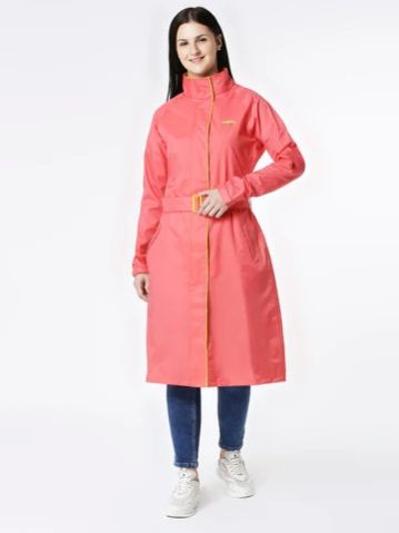 Premium Coated Soft Nylon Zeel Diva Peach Trench Coat