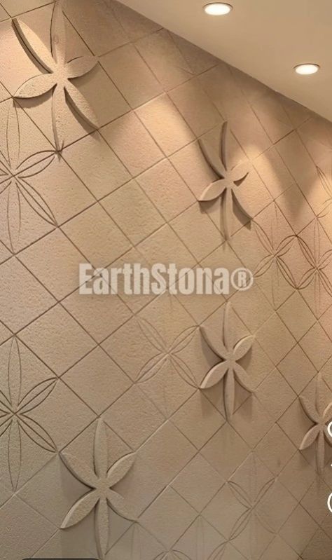 Flower Pattern Sandstone Carving Wall Art