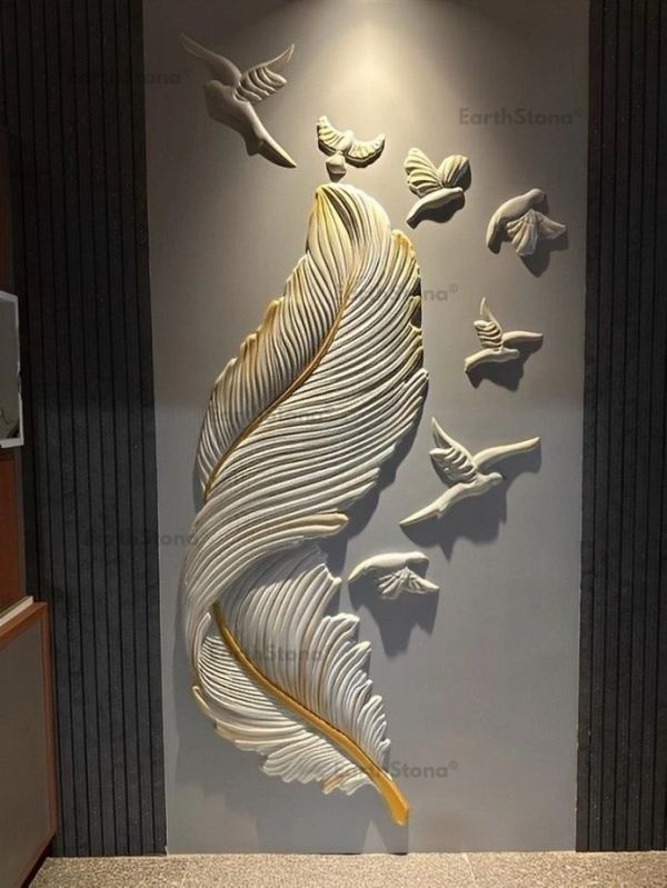 Glitter Textured Feather & Birds Wall Murals