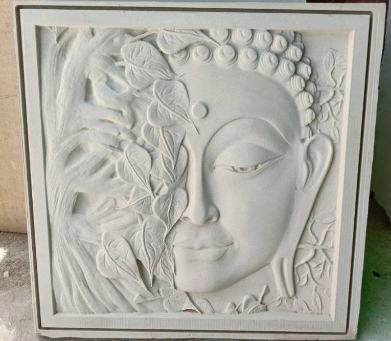 Half Face Buddha Stone Wall Mural