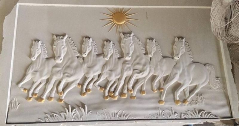 Running Horse & Burning Sun Stone Wall Mural