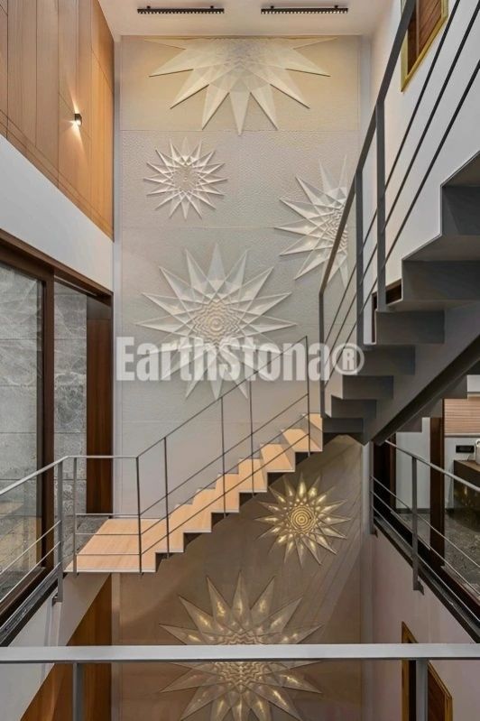 Star Pattern Stone Carving Wall Art