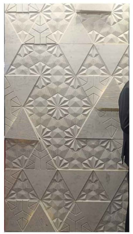 Triangular Pattern Stone Carving Wall Art