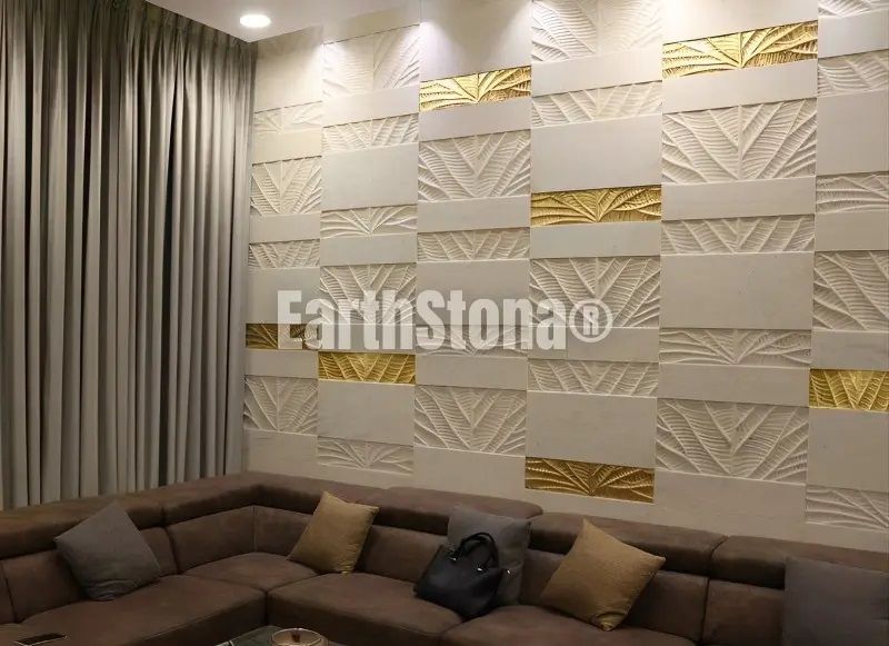 White & Golden Stone Wall Panels