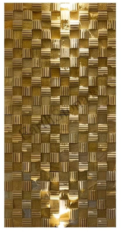 Yellow Groove Cut Mosaic Stone Wall Cladding
