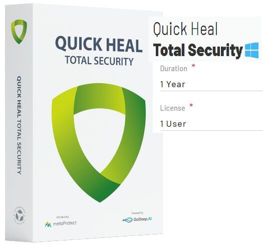 Quick Heal Anti Virus Total Security 1 User 1 Year for Windows