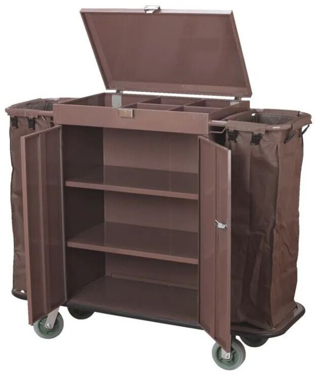 Metal Housekeeping Trolley With Doors