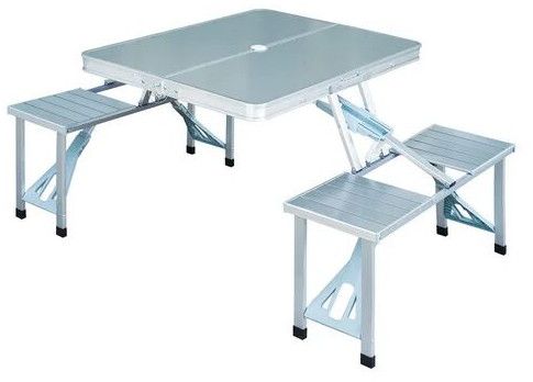 Portable Aluminium Folding Picnic Table, Color : Silver Standard