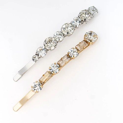 Gold & Silver Set Of 2 Crystal Women Hair Pins