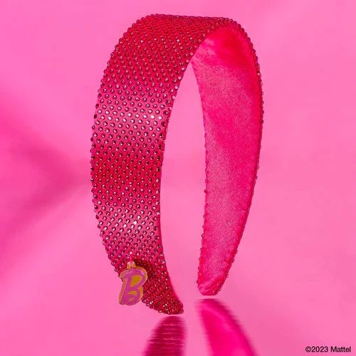 Hot Pink Barbie Rhinestone Flat Women Hair Band With Barbie Charm