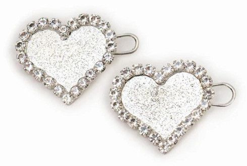 Silver Set Of 2 Heart Crystal Women Hair Pins