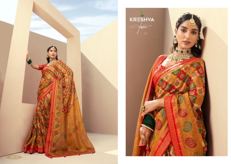 Ladies Georgette Orange Designer Saree