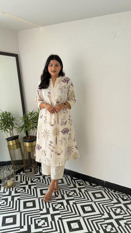 Ladies Floral Printed Kurta With Palazzo Set