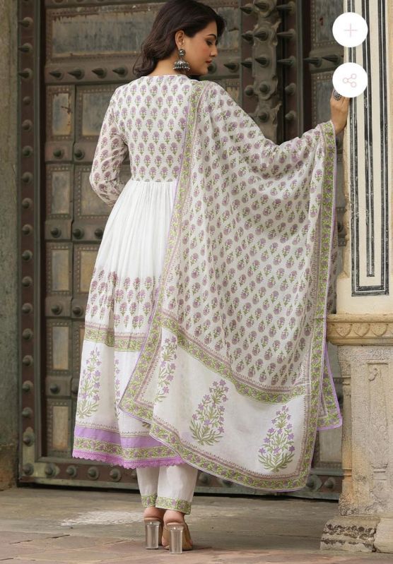 Ladies Cotton Printed Anarkali Suit Set