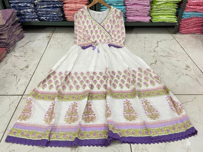 Ladies Cotton Printed Anarkali Suit Set