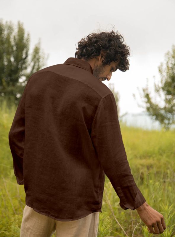 Mens Brown Full Sleeves Shirt