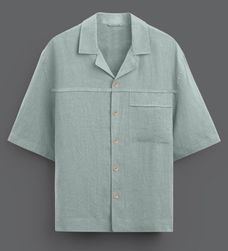 Mens Light Green Half Sleeves Shirt