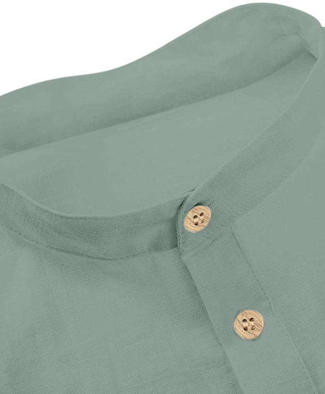 Mens Light Green Mandarin Collar Shirt