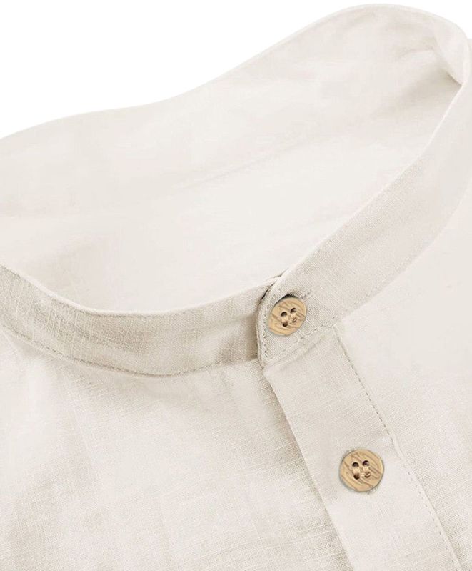 Mens White Mandarin Collar Shirt