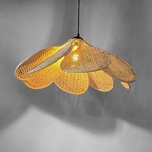 Flower Bamboo Hanging Light Lamp, Color : Brown