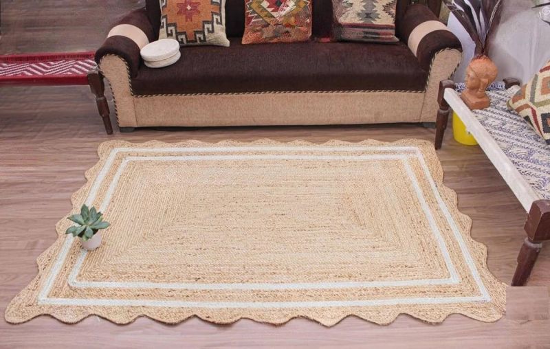 Unique Design Natural Fiber Scalloped Jute Rug