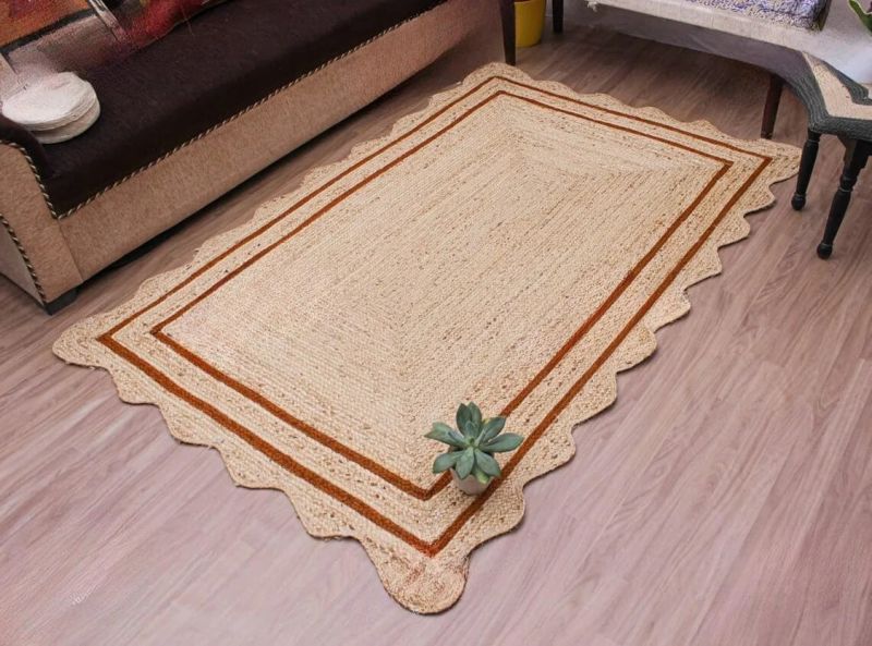 Unique Design Natural Fiber Scalloped Jute Rug