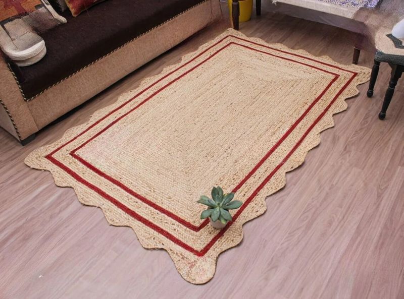 Unique Design Natural Fiber Scalloped Jute Rug