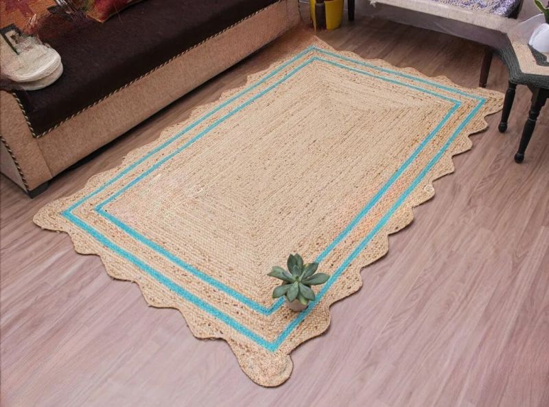 Unique Design Natural Fiber Scalloped Jute Rug